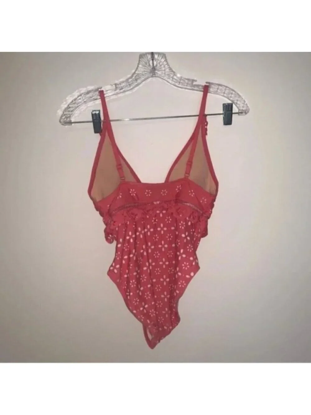 J. Crew Scalloped Ruffle Plunging One-piece Swimsuit Laser-cut Eyelet 4